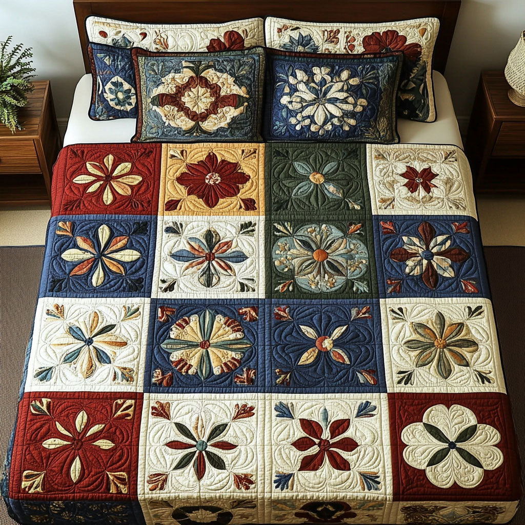 Blooming Dream Quilted Bedding Set Luxury Bed Sheet Gift Set for Ultimate Comfort