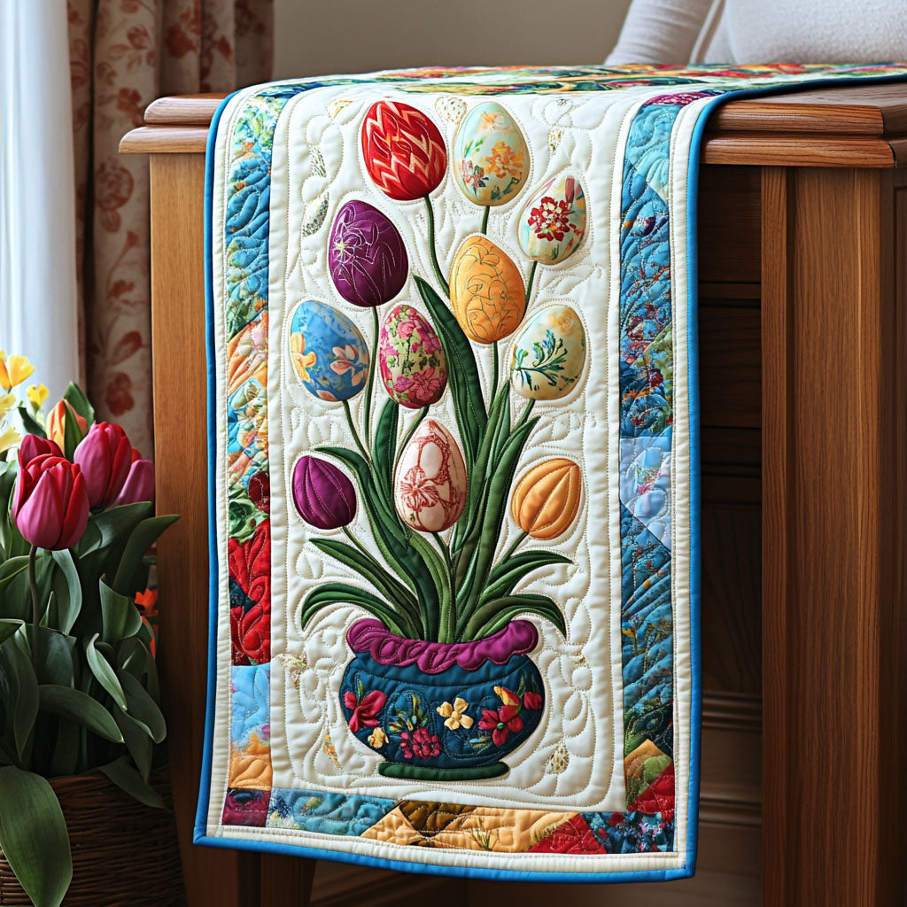 Blooming Eggscape Quilted Table Runner Floral Runner Best Gifts For New Moms