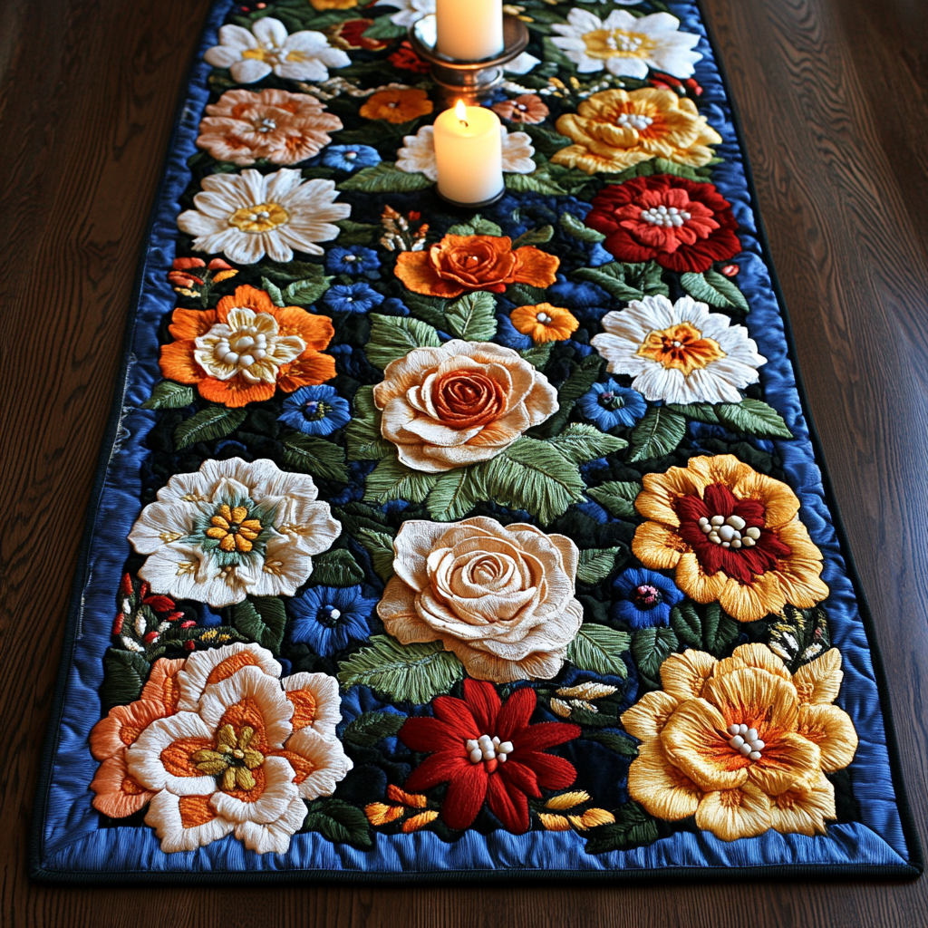 Blooming Elegance Quilted Table Runner Kitchen Table Decor Ideas Daisy Gifts For Mom