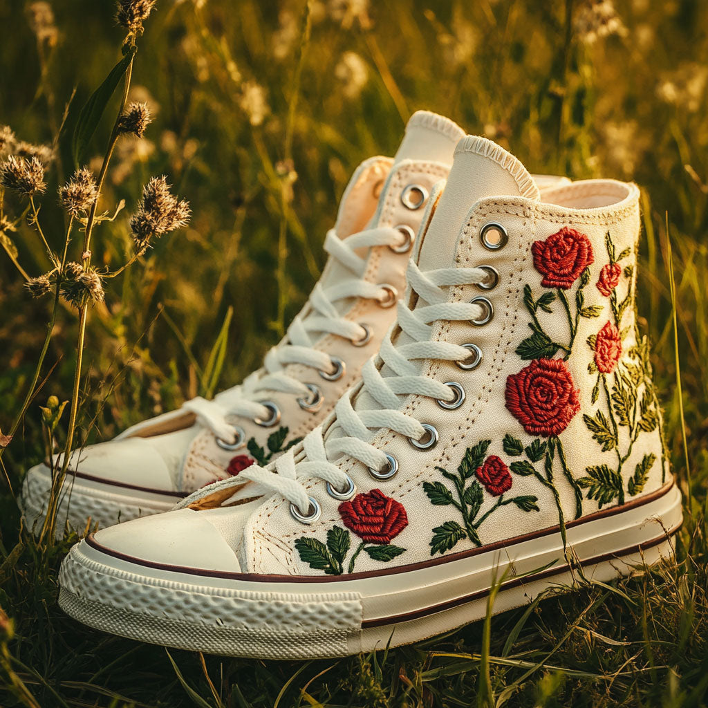 Blooming Flower Canvas High Tops Breathable Merch Shoes