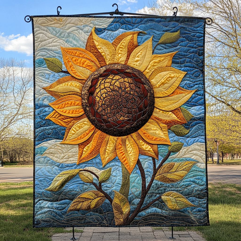 Blooming Glory Quilted Blanket Bedroom Xmas Decor Sunflower Birthday Gifts