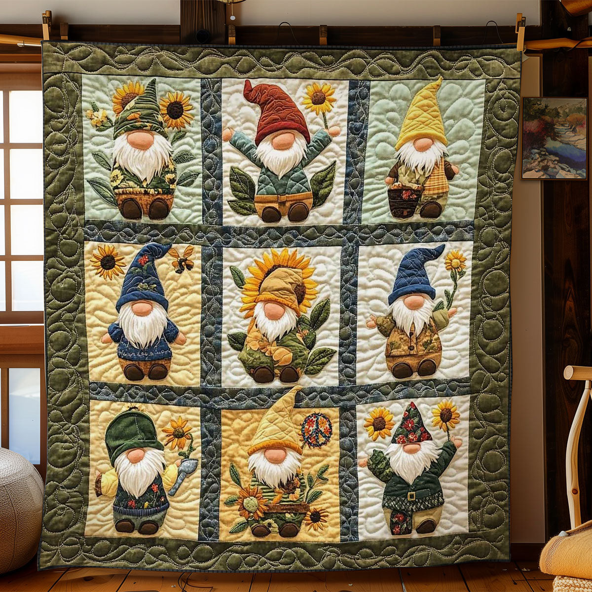 Blooming Gnome Holiday Christmas Quilt Blanket Christmas Presents For Brother