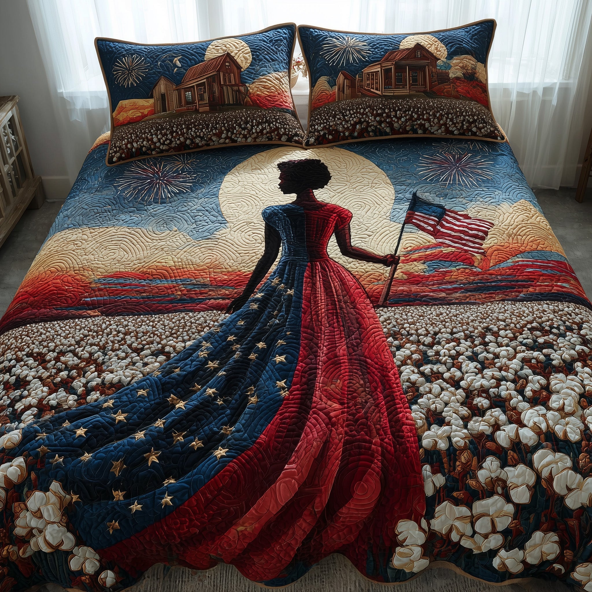 Blooming Grace Quilted Bedding Set Duvet Cover Bedspread Best Melanin Gifts For Ladies