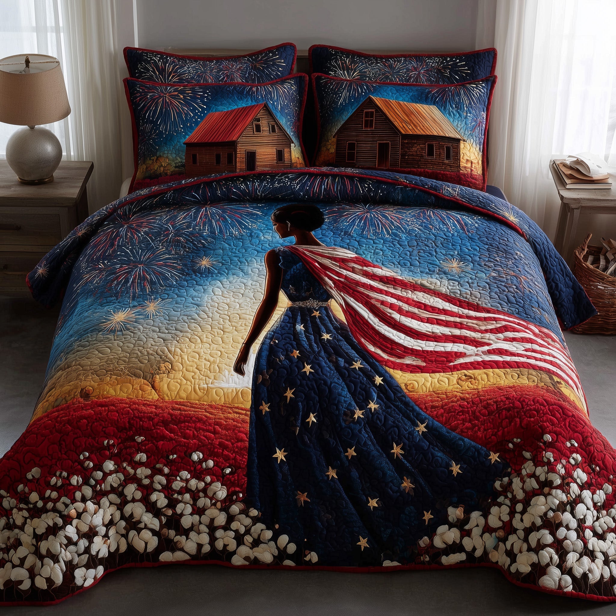 Blooming Grace Quilted Bedding Set Duvet Cover Bedspread Gifts For Black History Month