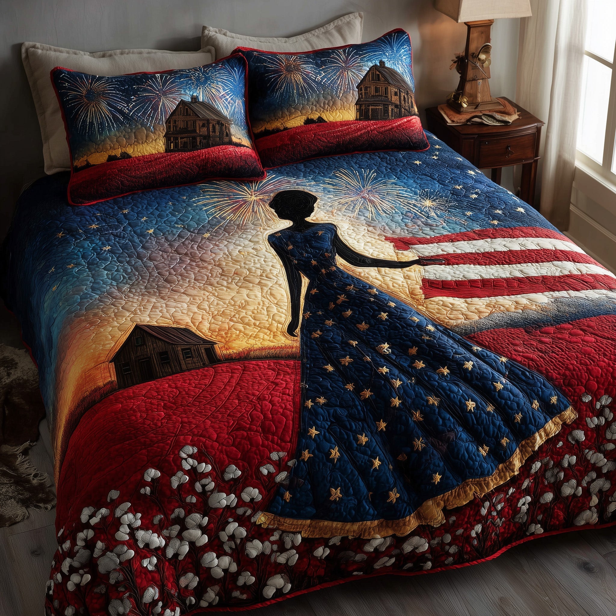 Blooming Grace Quilted Bedding Set Farmhouse Style