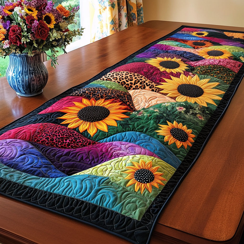 Blooming Grace Quilted Table Runner Dinner Table Decor Ideas Sunflower Items For Gifts