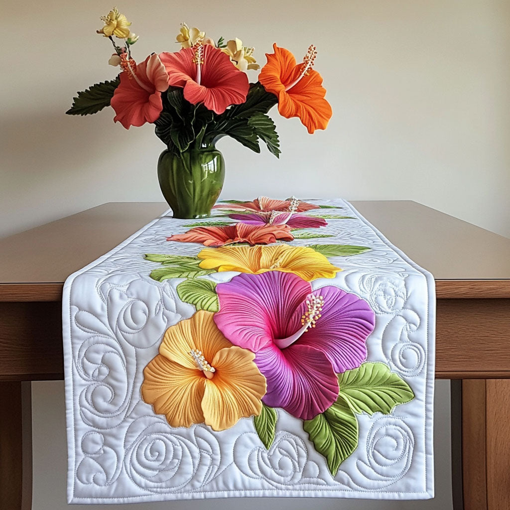 Blooming Grace Quilted Table Runner Tropical Table Runner Unique Gifts Family