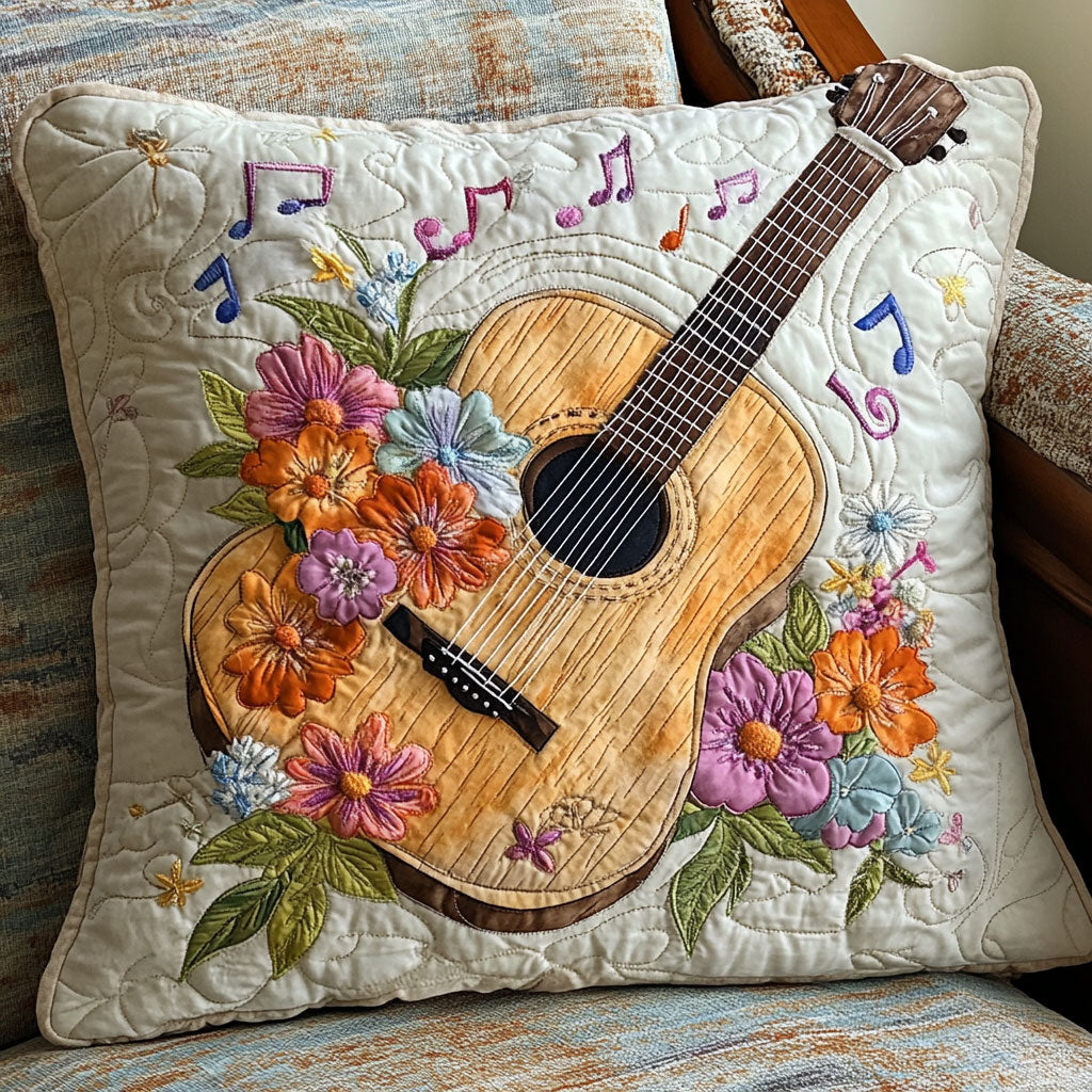 Blooming Guitar Quilt Pillow Case Exclusive Pillow Case Gift Set for Home Comfort