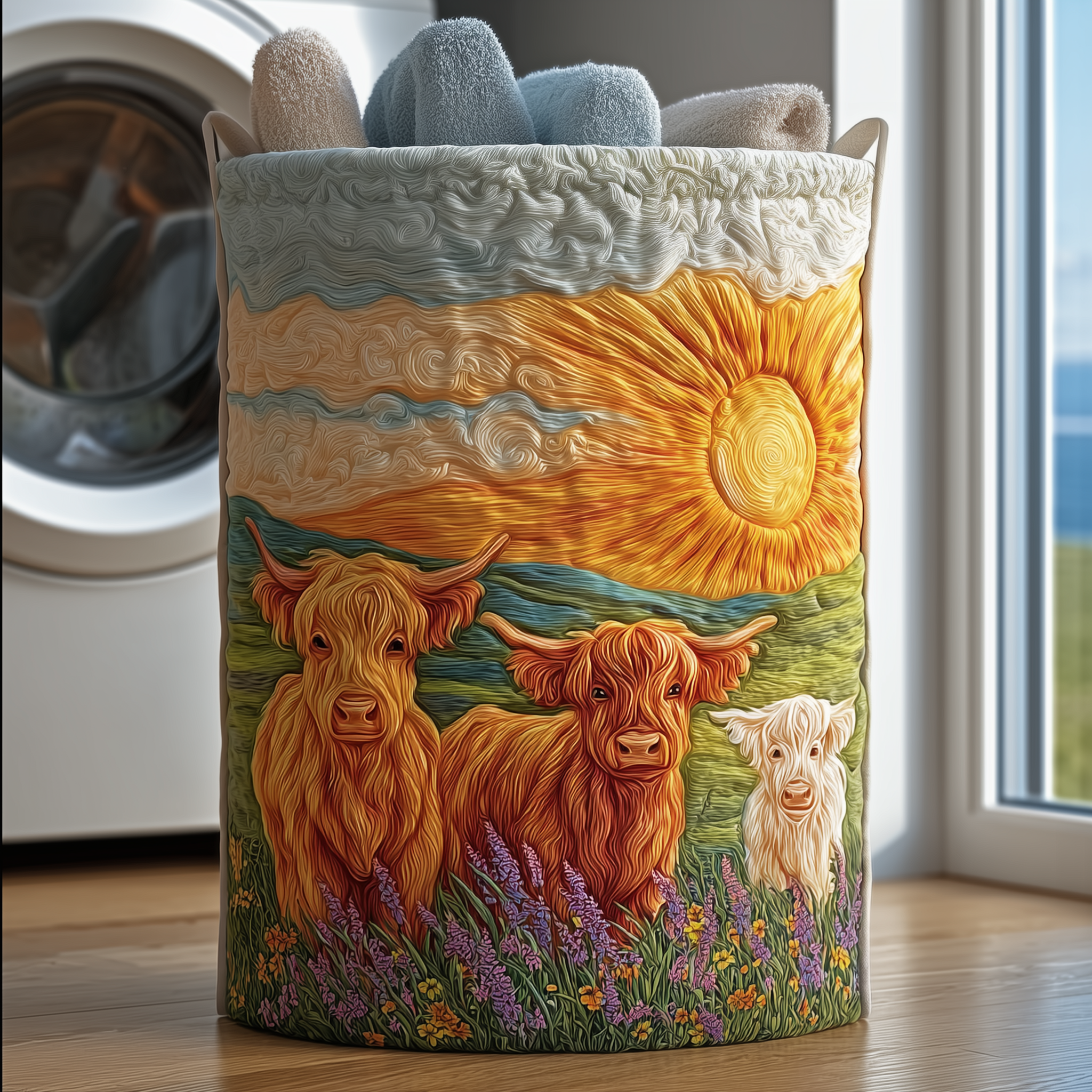 Blooming Highland Quilted Laundry Basket Merch For Friends
