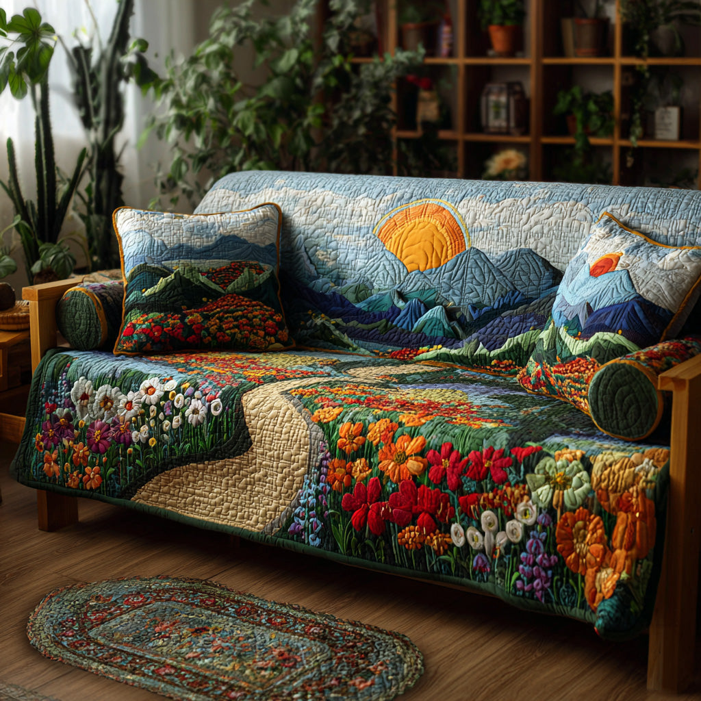 Blooming Horizon Glow Quilted Sofa Cover Living Room Decorations Presents For Grandma
