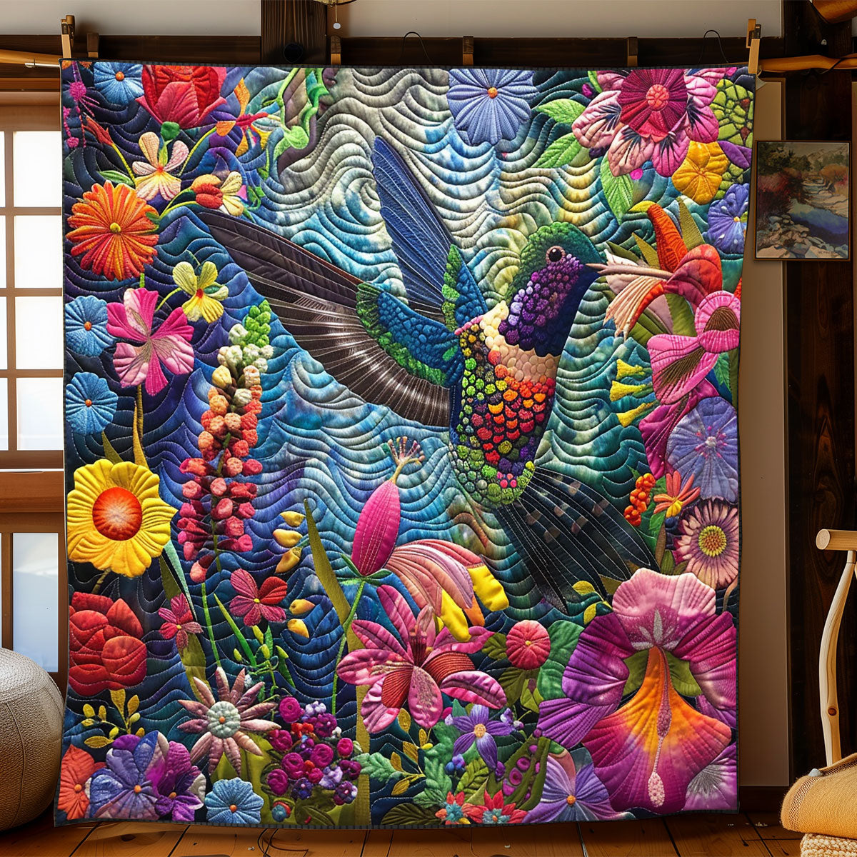 Blooming Hummingbird Quilt Blanket Christmas Throw Blanket Best Christmas Gifts For Mom