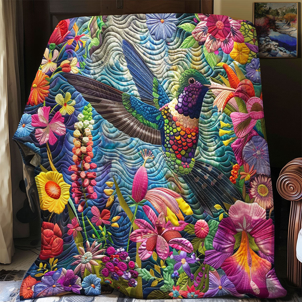 Blooming Hummingbird Quilt Blanket Couch Blanket Great Gifts For Mom