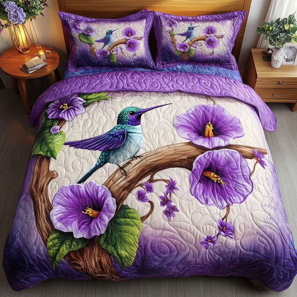Blooming Hummingbird Quilted Bedding Set Bedroom Decorations Awesome Gifts For Hummingbird Lovers