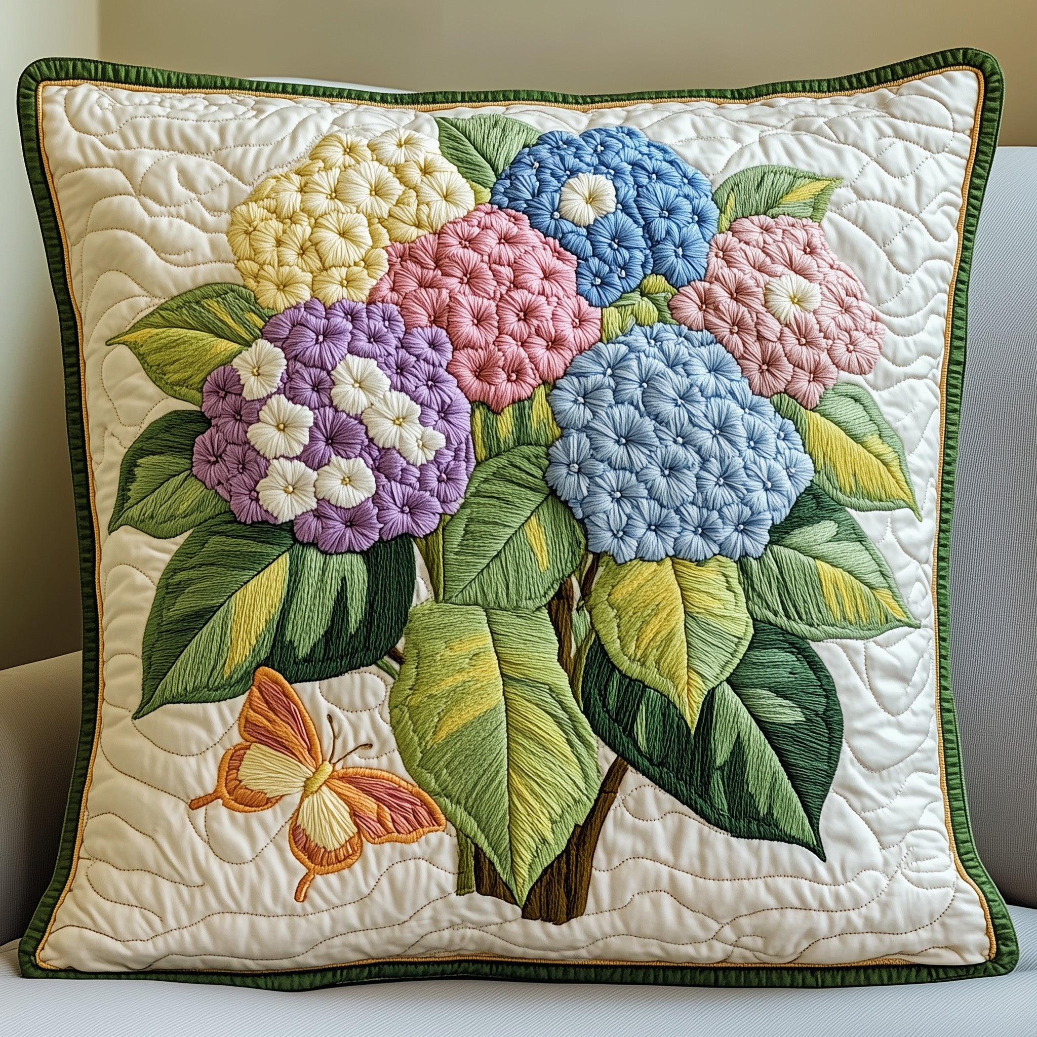 Blooming Hydrangea Paradise Quilted Pillow Case Gift For Girlfriend