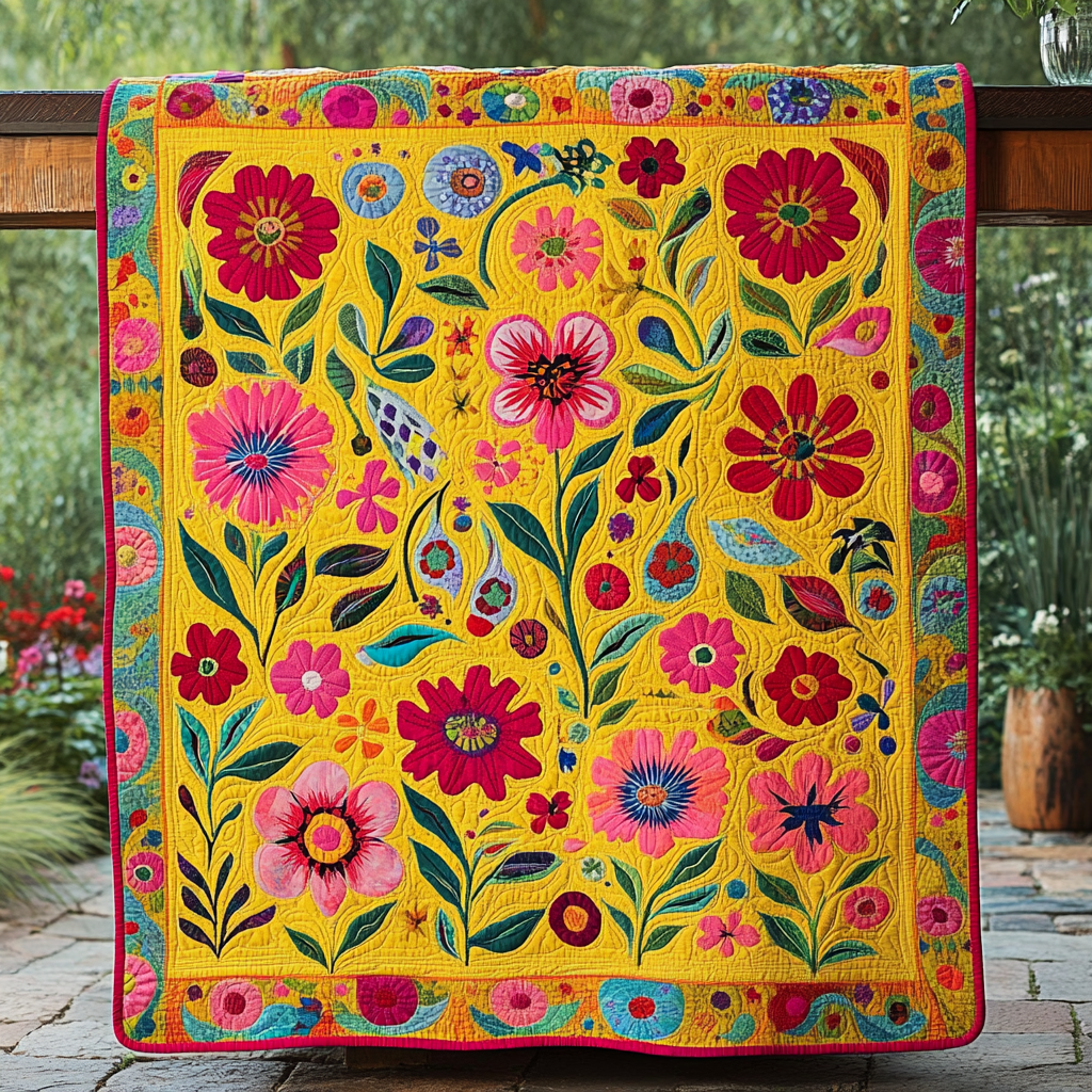 Blooming Joy Quilted Blanket Best Couch Throw Blanket Mexican Birthday Gift Ideas