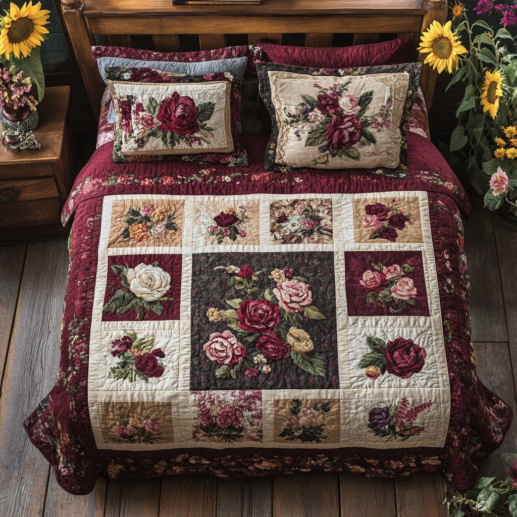 Blooming Love Quilted Bedding Set Bed Decor Ideas Top Christmas Gifts 2025