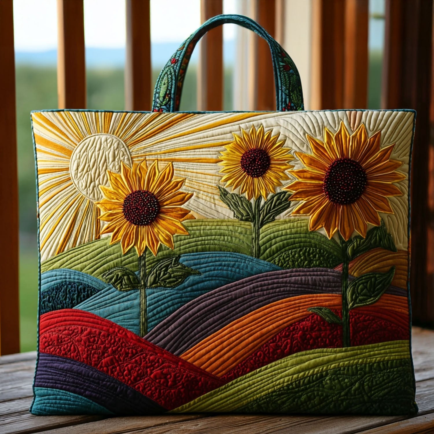 Blooming Meadows Quilted Tote Bag Sunflower Mother's Day Gifts