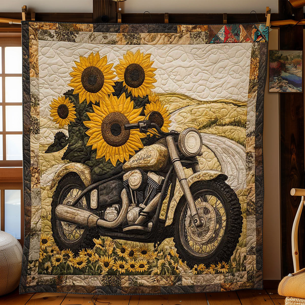 Blooming Motorbike Holiday Christmas Quilt Blanket Christmas Presents For Brother