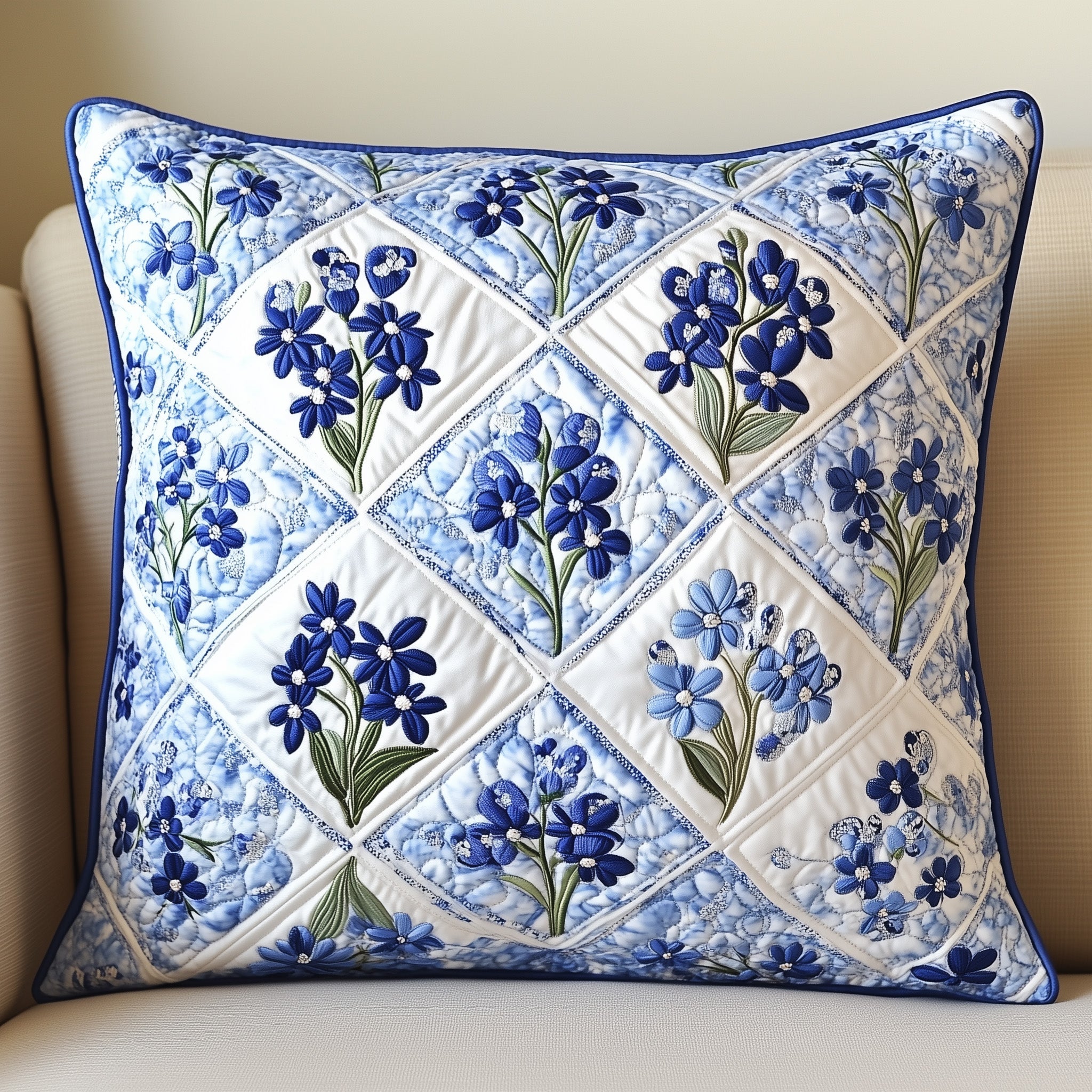 Blooming Patch Quilted Pillow Case Gift For Girlfriend