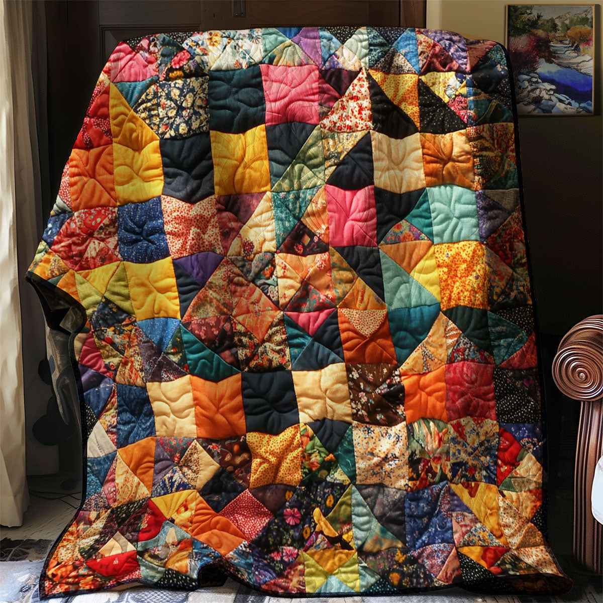 Blooming Patchwork Quilt Blanket King Size Blanket Daughter To Mum Gifts
