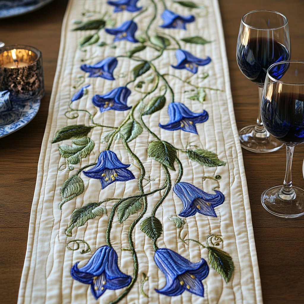 Blooming Path Quilted Table Runner Kitchen Decor Best Gifts For Flower Lovers