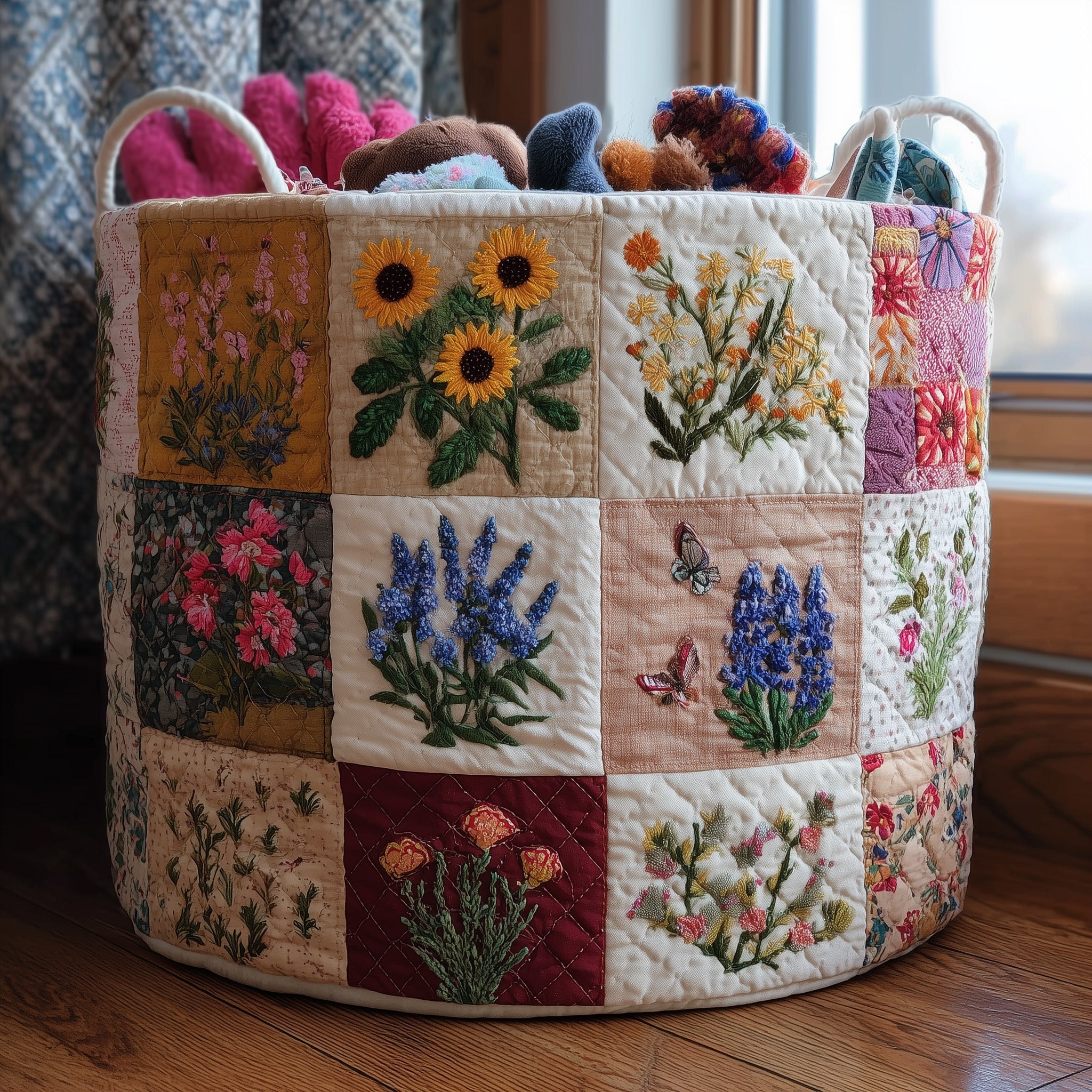 Blooming Quilted Laundry Basket Gifts For Sunflower Lovers