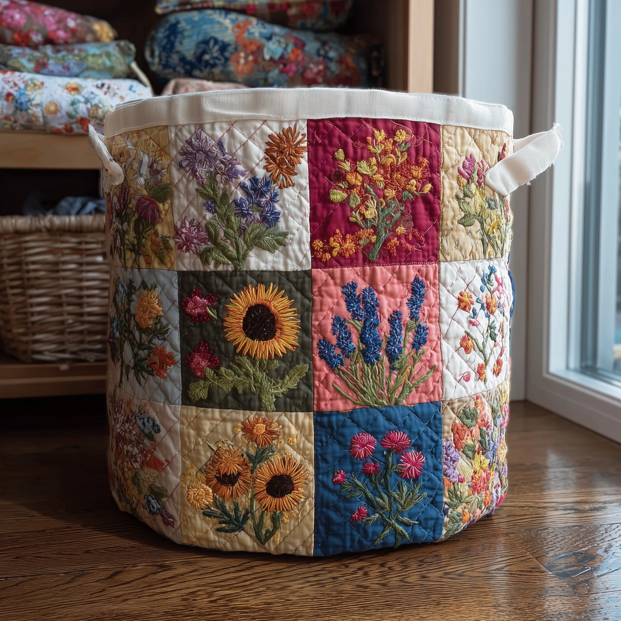 Blooming Quilted Laundry Basket Sunflower Gifts For Women