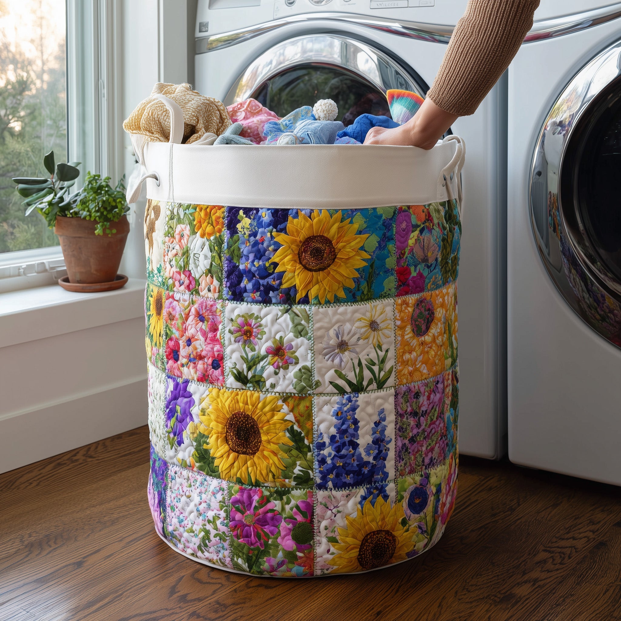Blooming Quilted Laundry Basket Sunflower Mother's Day Gifts