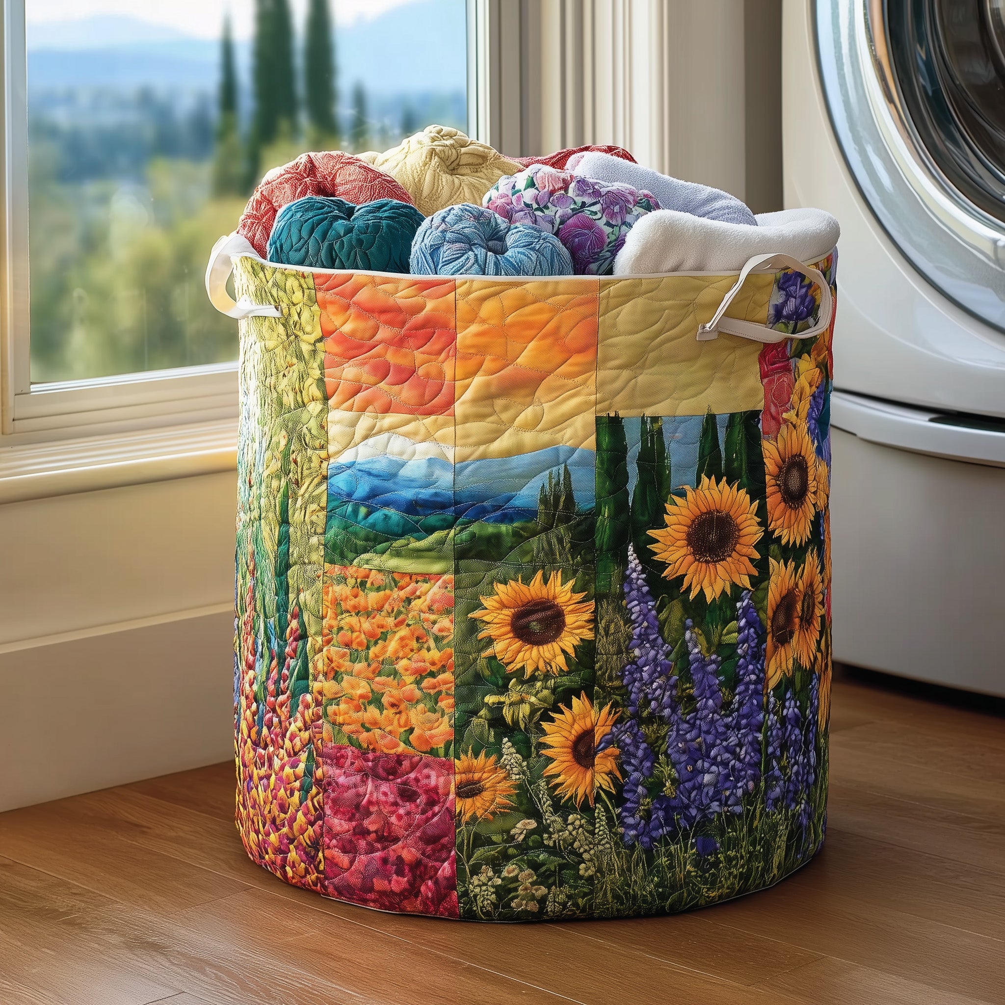 Blooming Quilted Laundry Basket Sunflower Theme Gifts Merchandise