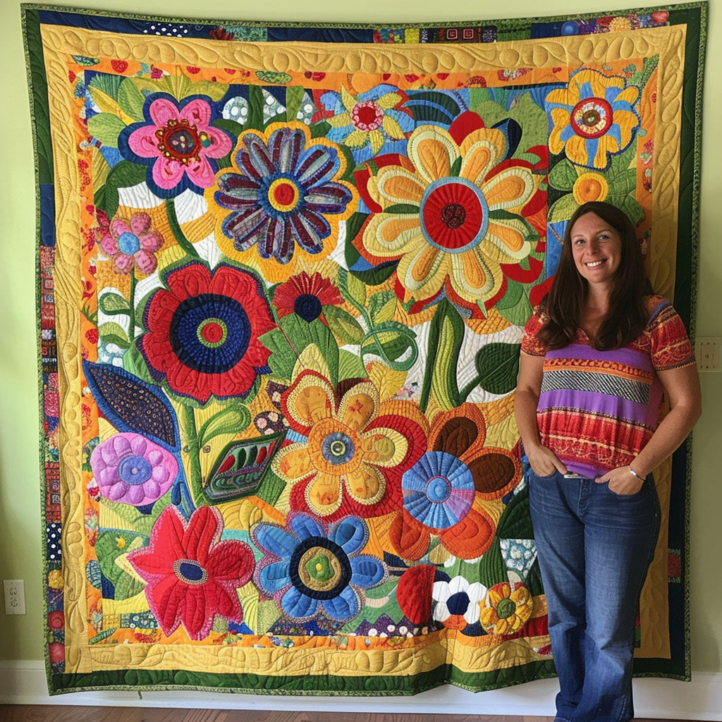 Blooming Radiance Quilted Blanket Christmas Gifts For Parents