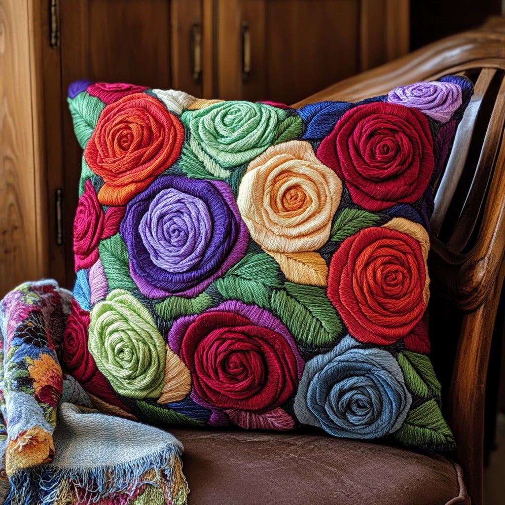 Blooming Rose Quilt Pillow Case Luxury Pillowcase Gift Set for Mom or Grandma