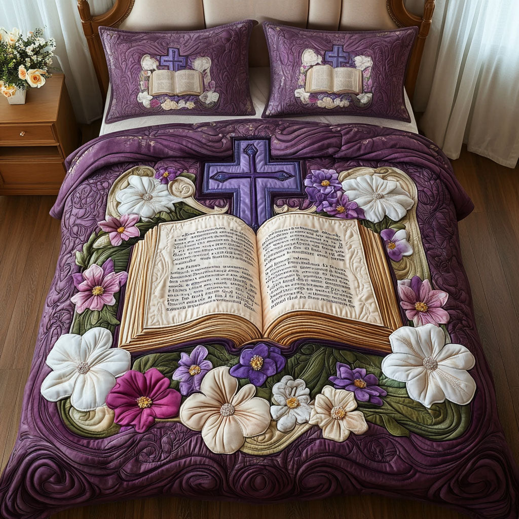 Blooming Scriptures Quilted Bedding Set Best Comforter Sets Sister In Christ Gifts