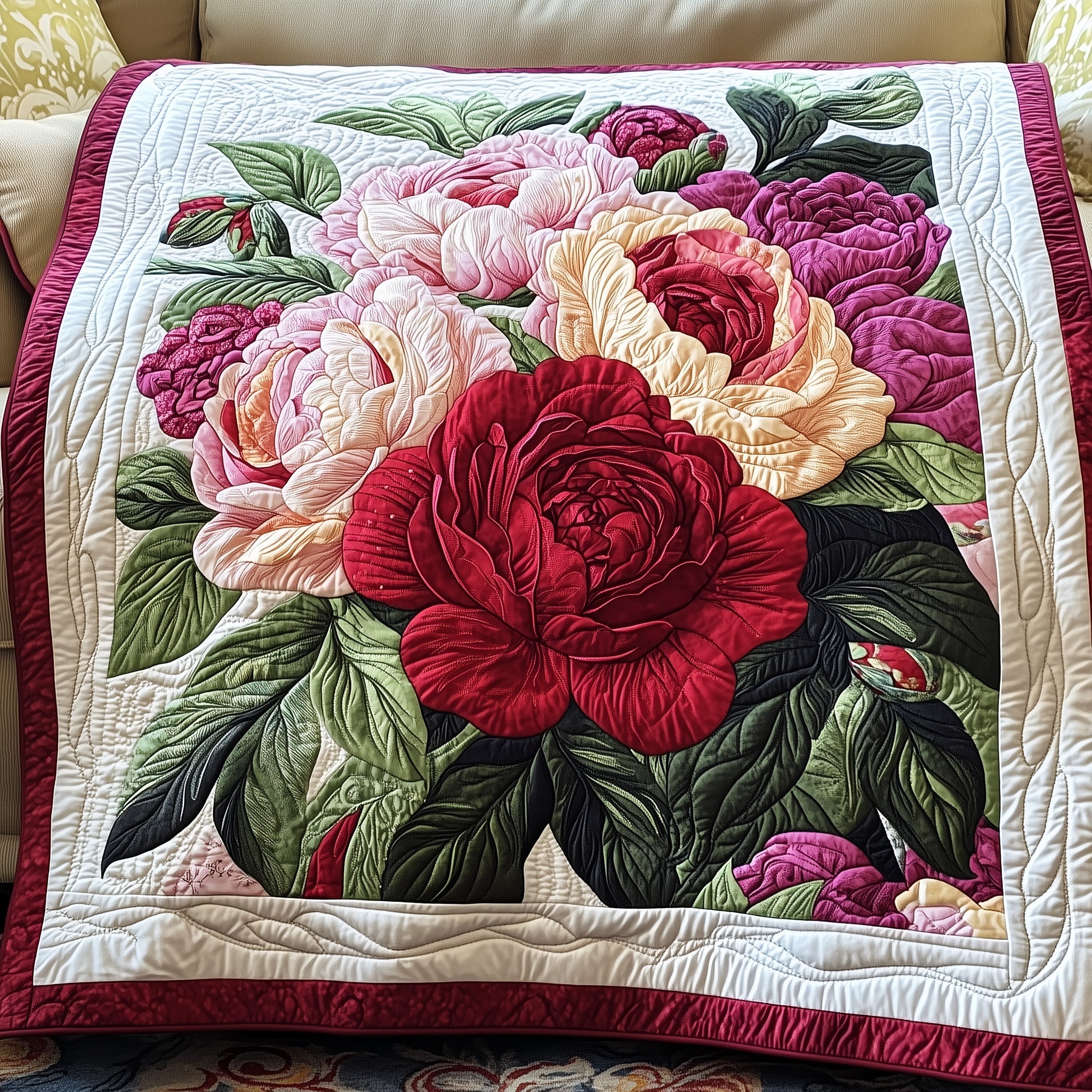 Blooming Serenity Quilted Blanket Sofa Throw BlanketChristmas Ideas For Wife