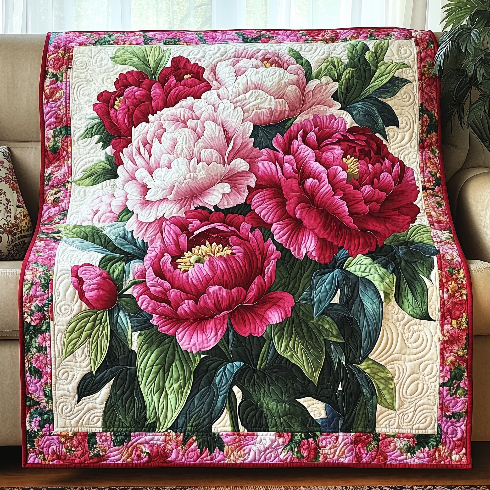 Blooming Serenity Quilted Blanket Sofa Throw BlanketChristmas Ideas Present For Men