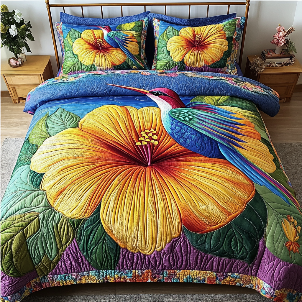 Blooming Spirit Quilted Bedding Set Bedroom Decor Ideas Hummingbird Gift Ideas