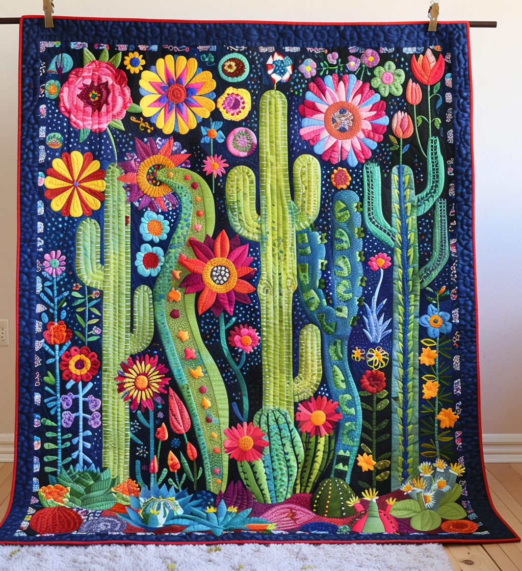 Blooming Succulent Serenade Quilted Blanket Cute Christmas Blankets