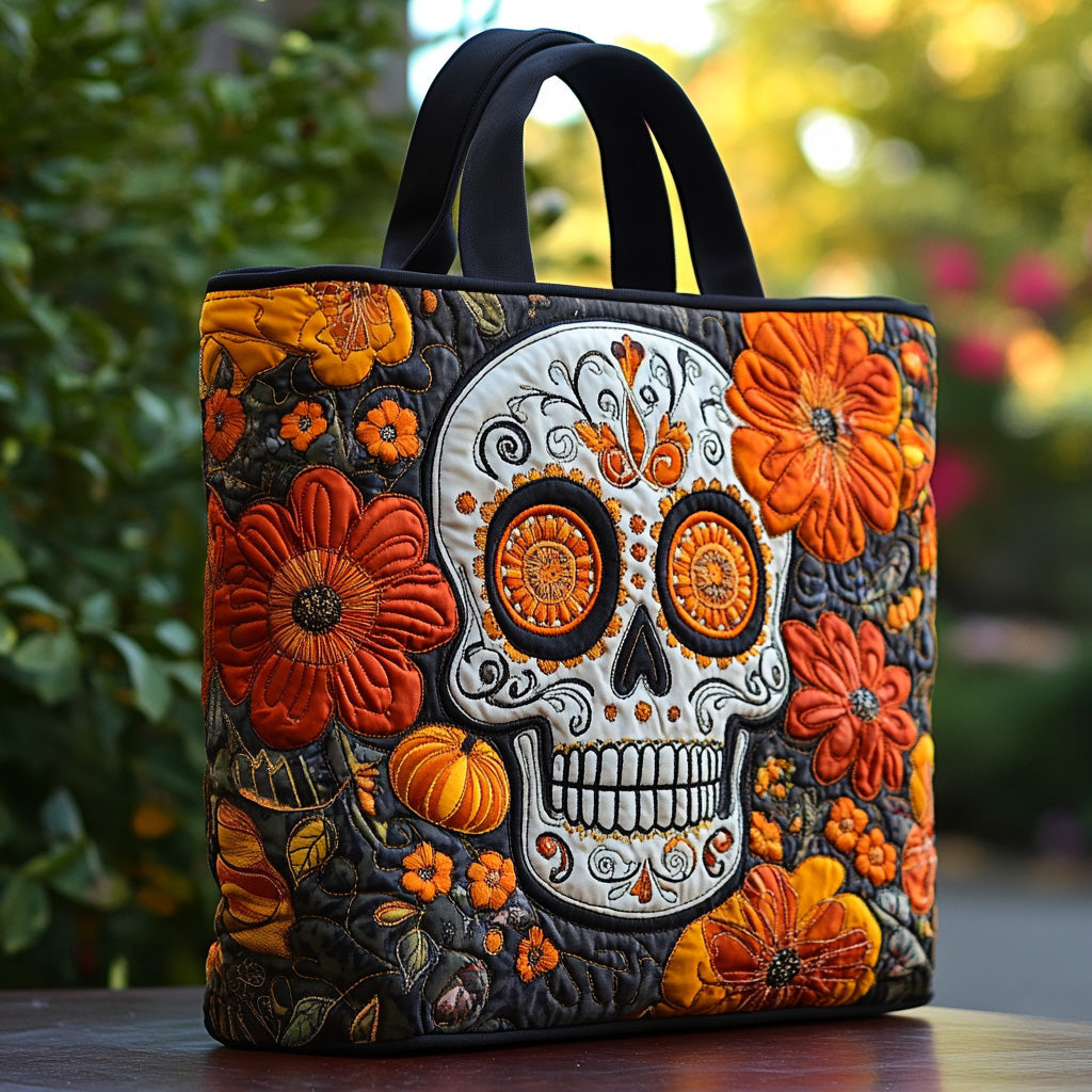 Blooming Sugar Skull Quilted Tote Bag Christmas Ideas For Boyfriend