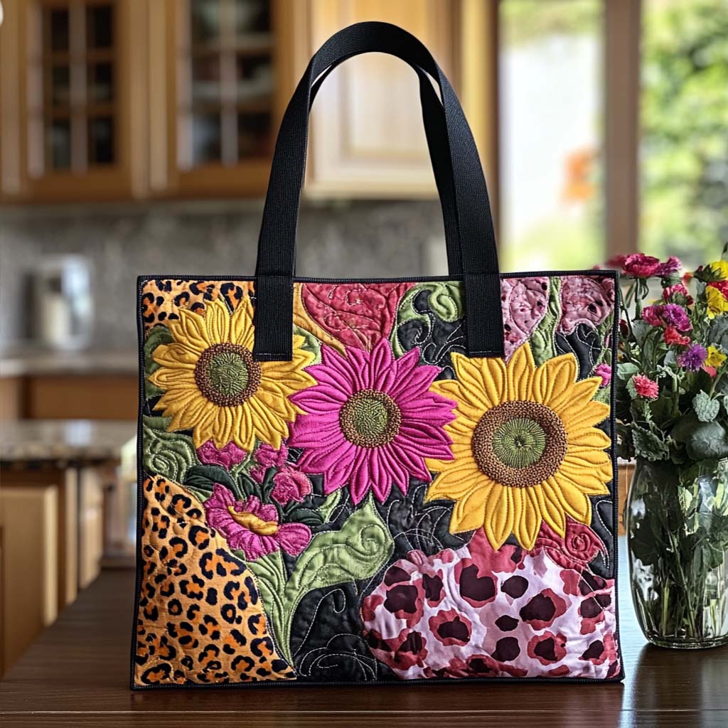 Blooming Sunflower Joy Quilted Tote Bag Sunflower Theme Gifts