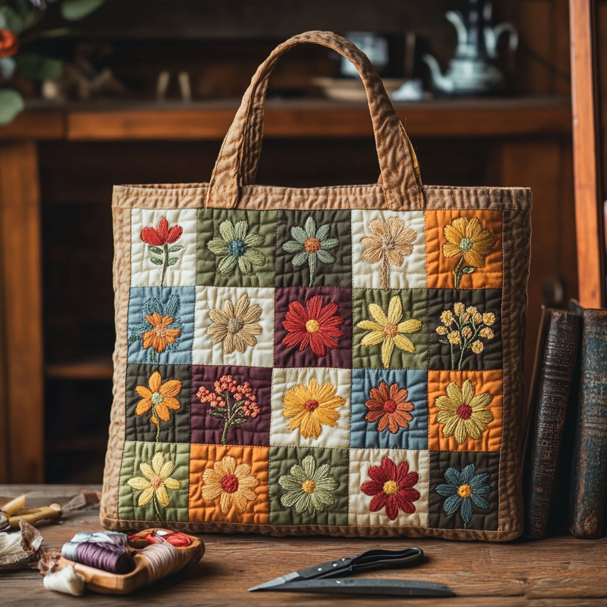 Blooming Threads Quilted Tote Bag Fall Autumn Season Gifts