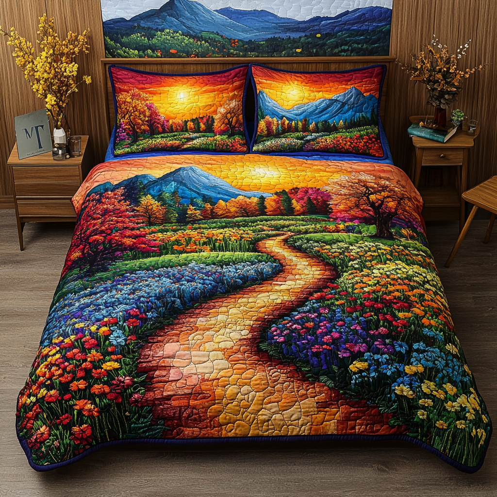 Blooming Trails Quilted Bedding Set Special Home Gift Idea for Comfortable Living