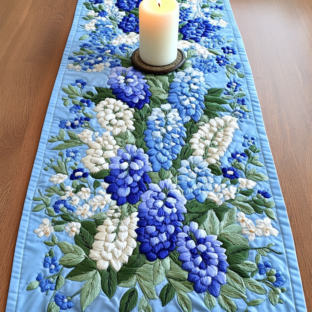 Blooming Treasures Quilted Table Runner Floral Table Runner Dad Birthday Gifts