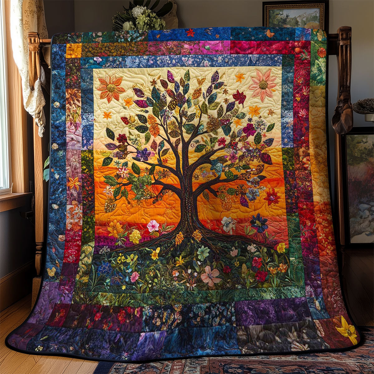 Blooming Tree Of Life Quilt Blanket Christmas Throws Holiday Gifts For Employees
