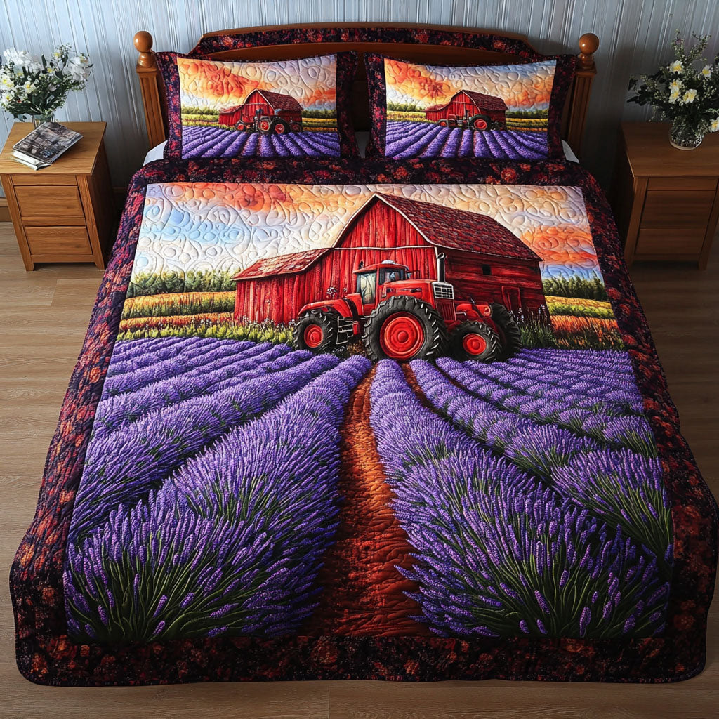 Blooming Twilight Quilted Bedding Set Bed Room Decoration Best Gifts For Lavender Lovers