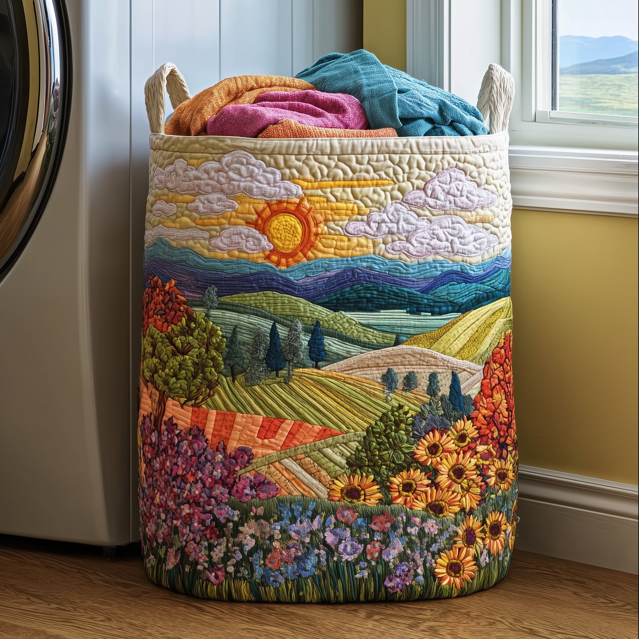 Blooming Valley Quilted Laundry Basket Foldable Clothes Basket Storage Best Gifts For Mom