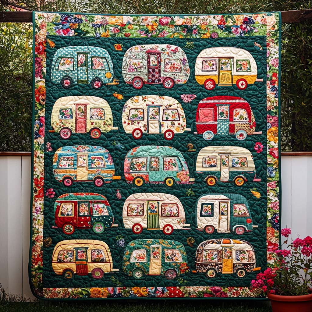 Blooming Van Trails Quilted Blanket Bedroom Decor Christmas Unique Ralated Camping Gifts