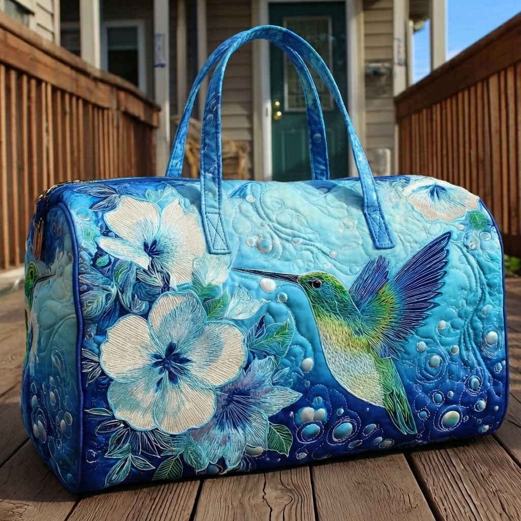 Blooming Wings Quilted Duffle Bag Butterfly Floral Travel Bag Best Gift For Garden Lovers Camping Fun