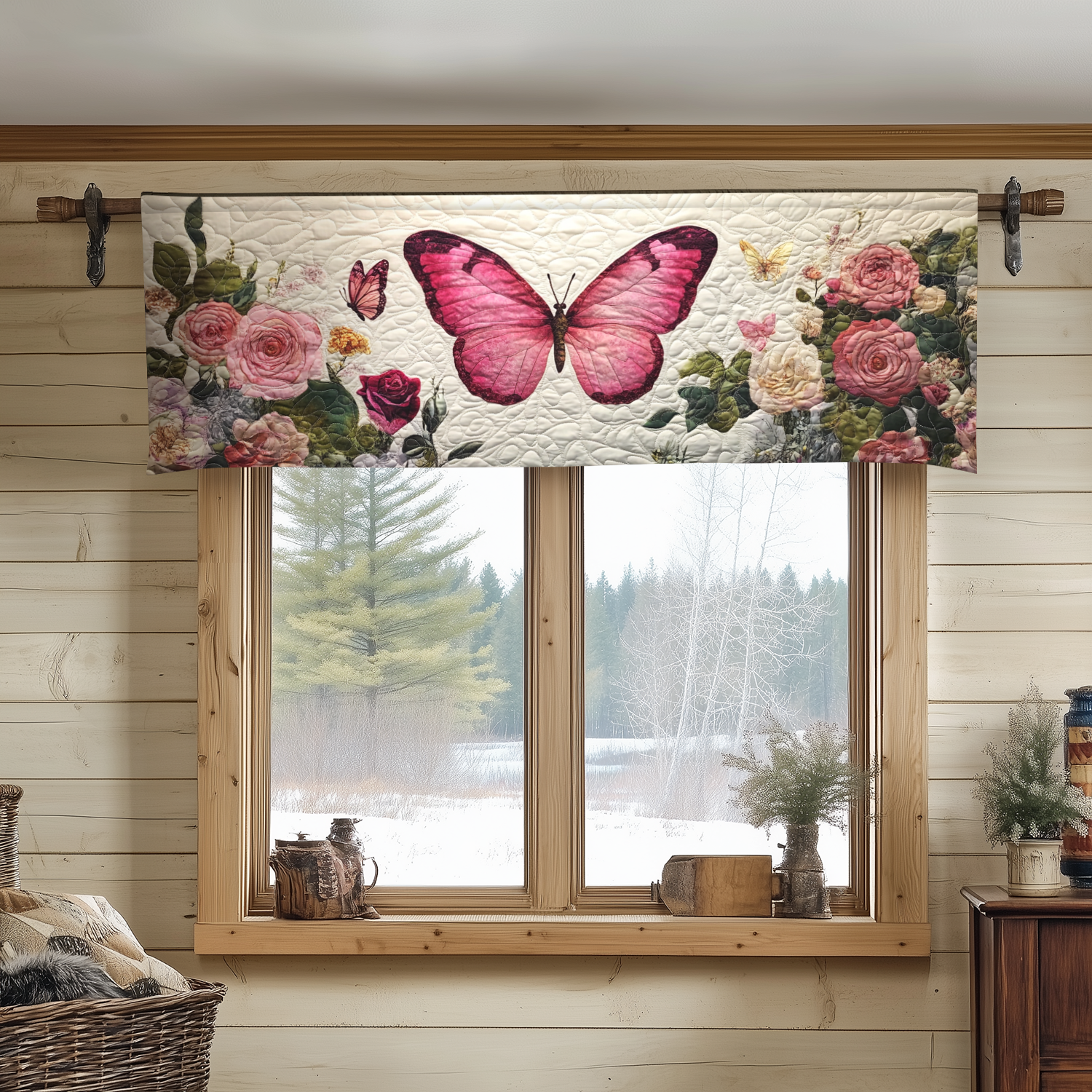 Blooming Wings Quilted Valance Kitchen Window Valance Meaningful Gifts For Her