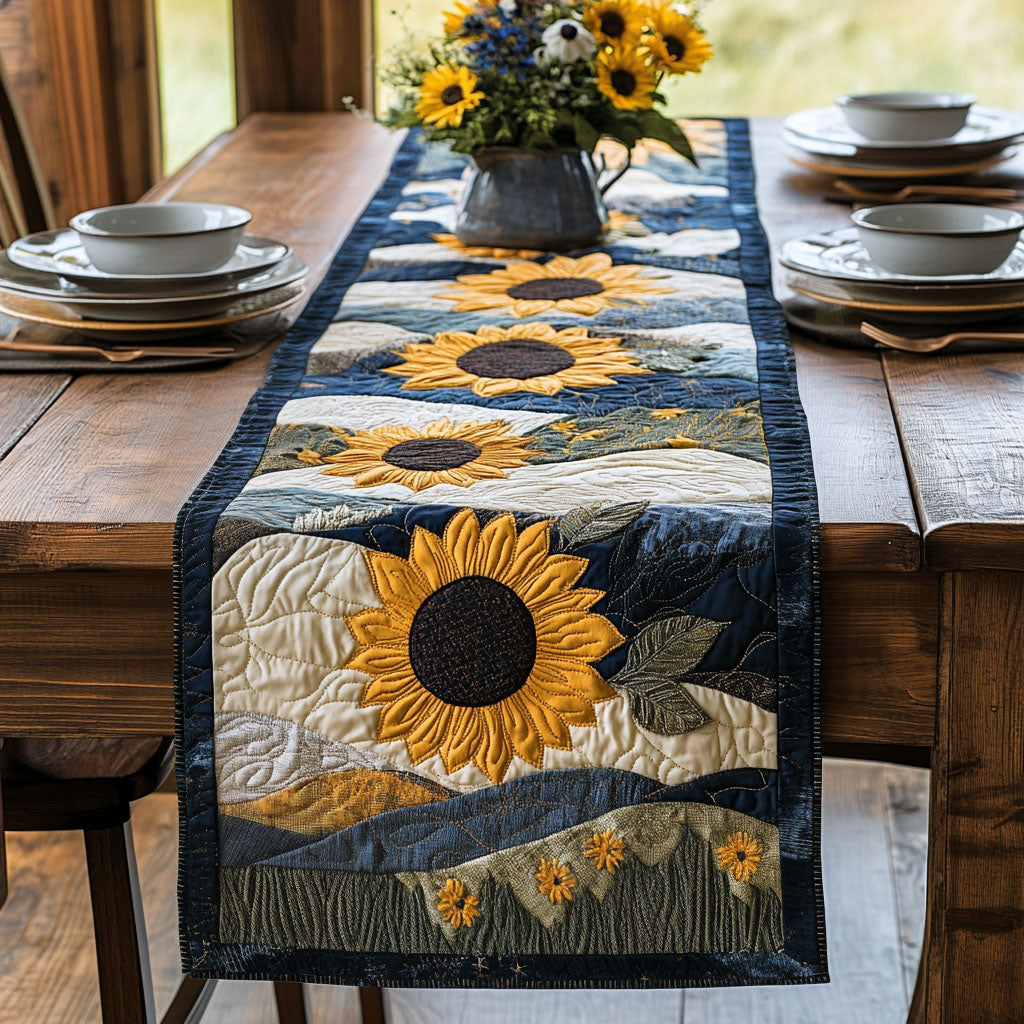Bloomlight Horizon Quilted Table Runner Spring Flower Table Runner Dining Room Decor