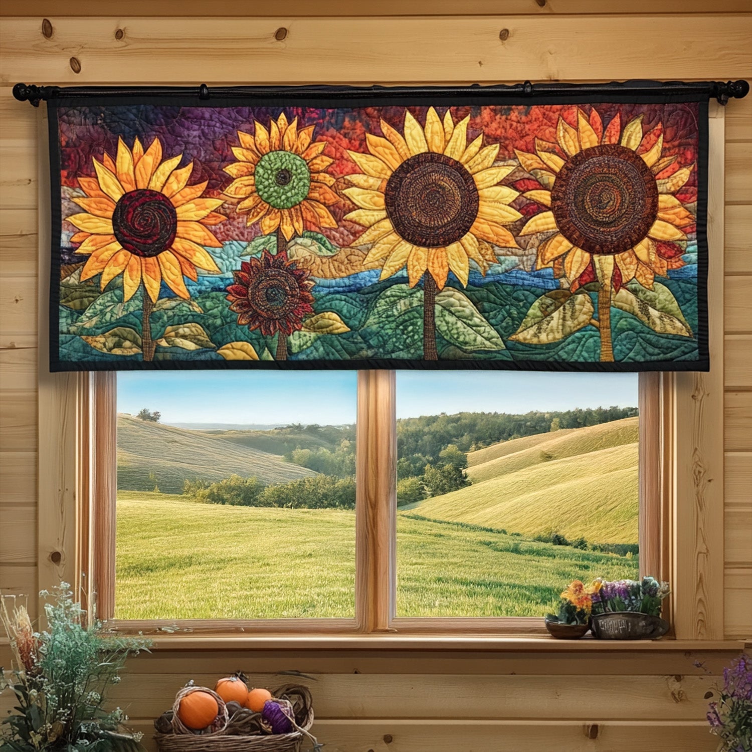 Bloomscape Journey Quilted Valance Christmas Home Dec Sunflower Gifts For Her