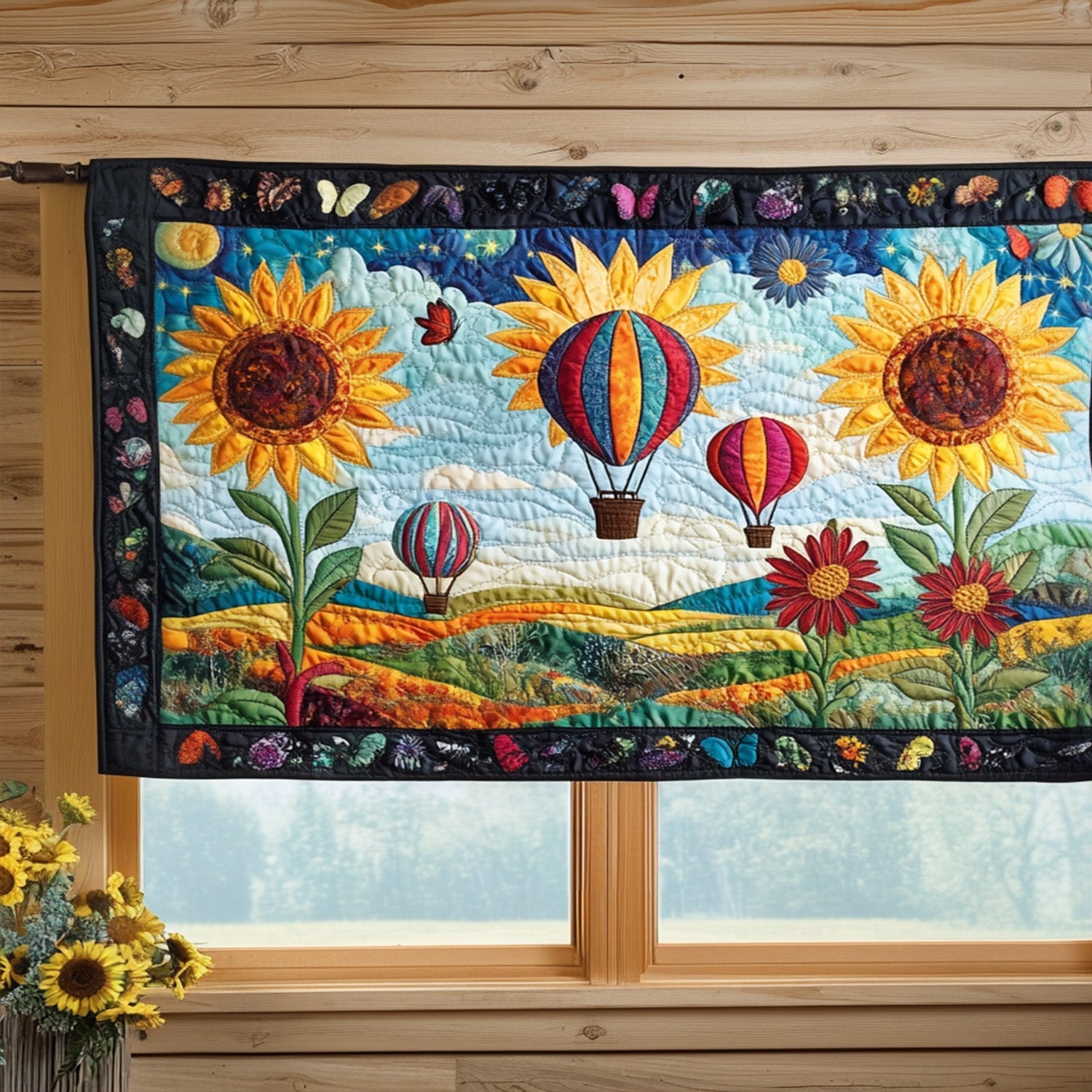 Bloomstone Walk Quilted Valance Modern Holiday Decor Sunflower Gifts For Women